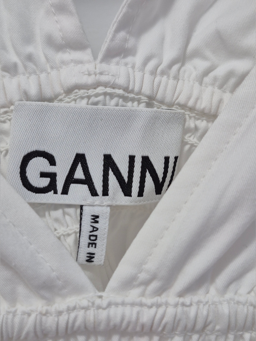 GANNI Cotton Poplin Smocked Top, US 0, White - Picture 6 of 10